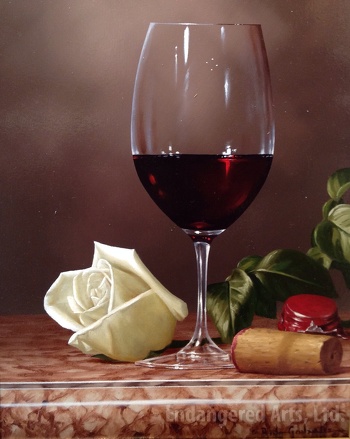 Red Wine and a White Rose (detail)